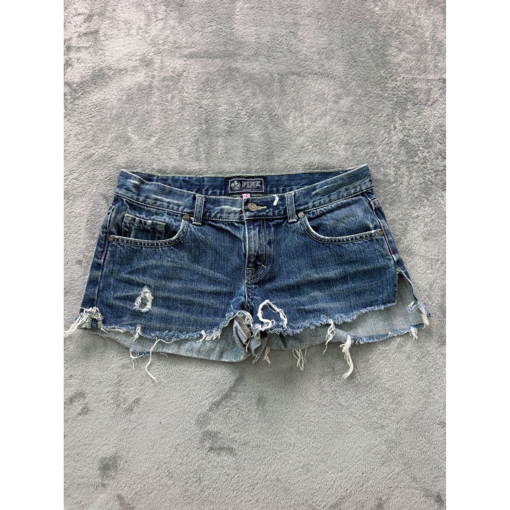 Y2K 2000s Pink Victorias Secret Low Rise Mini Denim Shorts Bella Hadid Western 6